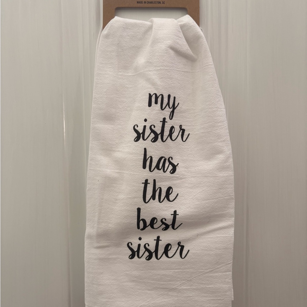 White Kitchen Towel with Black Text